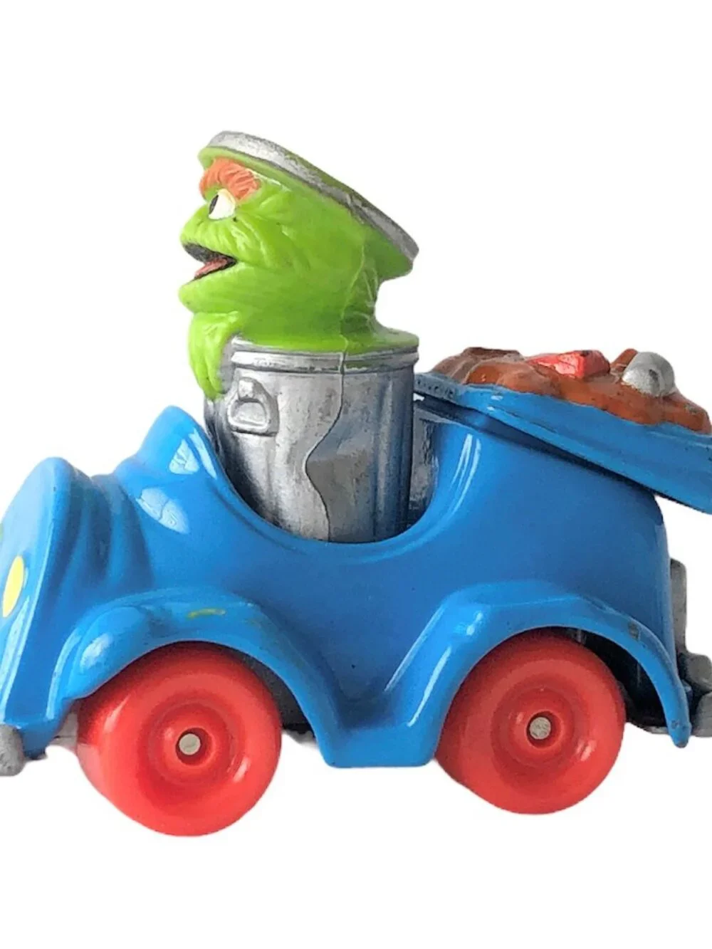 Vintage 1987 Playskool Sesame Street OSCAR THE GROUCH Die Cast Car 3” Blue Trash